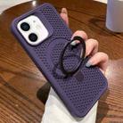 For iPhone 11 Hollow Cooling Magsafe Phone Case with Holder(Purple) - 1
