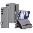 For Samsung Galaxy Z Fold7 5G GKK Integrated Flip Leather Case with Pen Slotm, Stylus Not Included(Grey) - 1