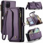 For Samsung Galaxy A12 5G CaseMe C36 Card Slots Zipper Wallet RFID Anti-theft Leather Phone Case(Purple) - 1