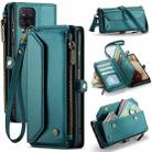 For Samsung Galaxy A12 5G CaseMe C36 Card Slots Zipper Wallet RFID Anti-theft Leather Phone Case(Blue-green) - 1