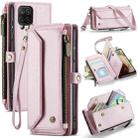 For Samsung Galaxy A12 5G CaseMe C36 Card Slots Zipper Wallet RFID Anti-theft Leather Phone Case(Pink) - 1