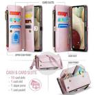 For Samsung Galaxy A12 5G CaseMe C36 Card Slots Zipper Wallet RFID Anti-theft Leather Phone Case(Pink) - 3
