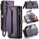 For Samsung Galaxy A14 5G / 4G CaseMe C36 Card Slots Zipper Wallet RFID Anti-theft Leather Phone Case(Purple) - 1