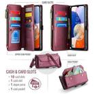For Samsung Galaxy A14 5G / 4G CaseMe C36 Card Slots Zipper Wallet RFID Anti-theft Leather Phone Case(Wine Red) - 3