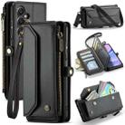 For Samsung Galaxy A15 CaseMe C36 Card Slots Zipper Wallet RFID Anti-theft Leather Phone Case(Black) - 1