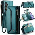 For Samsung Galaxy A15 CaseMe C36 Card Slots Zipper Wallet RFID Anti-theft Leather Phone Case(Blue-green) - 1