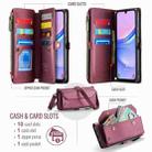 For Samsung Galaxy A15 CaseMe C36 Card Slots Zipper Wallet RFID Anti-theft Leather Phone Case(Wine Red) - 3