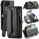 For Samsung Galaxy A22 5G CaseMe C36 Card Slots Zipper Wallet RFID Anti-theft Leather Phone Case(Black) - 1
