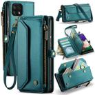 For Samsung Galaxy A22 5G CaseMe C36 Card Slots Zipper Wallet RFID Anti-theft Leather Phone Case(Blue-green) - 1