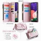For Samsung Galaxy A22 5G CaseMe C36 Card Slots Zipper Wallet RFID Anti-theft Leather Phone Case(Pink) - 3