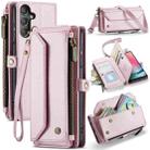 For Samsung Galaxy A24 CaseMe C36 Card Slots Zipper Wallet RFID Anti-theft Leather Phone Case(Pink) - 1