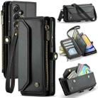For Samsung Galaxy A25 CaseMe C36 Card Slots Zipper Wallet RFID Anti-theft Leather Phone Case(Black) - 1