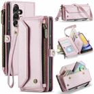 For Samsung Galaxy A25 CaseMe C36 Card Slots Zipper Wallet RFID Anti-theft Leather Phone Case(Pink) - 1