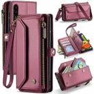 For Samsung Galaxy A30s / A50s / A50 CaseMe C36 Card Slots Zipper Wallet RFID Anti-theft Leather Phone Case(Wine Red) - 1
