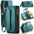 For Samsung Galaxy A33 5G CaseMe C36 Card Slots Zipper Wallet RFID Anti-theft Leather Phone Case(Blue-green) - 1