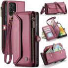 For Samsung Galaxy A33 5G CaseMe C36 Card Slots Zipper Wallet RFID Anti-theft Leather Phone Case(Wine Red) - 1