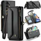For Samsung Galaxy A34 5G CaseMe C36 Card Slots Zipper Wallet RFID Anti-theft Leather Phone Case(Black) - 1