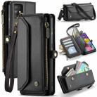 For Samsung Galaxy A51 4G CaseMe C36 Card Slots Zipper Wallet RFID Anti-theft Leather Phone Case(Black) - 1