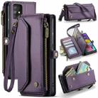 For Samsung Galaxy A51 4G CaseMe C36 Card Slots Zipper Wallet RFID Anti-theft Leather Phone Case(Purple) - 1