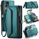 For Samsung Galaxy A51 4G CaseMe C36 Card Slots Zipper Wallet RFID Anti-theft Leather Phone Case(Blue-green) - 1