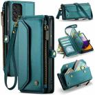 For Samsung Galaxy A52 / A52s 5G CaseMe C36 Card Slots Zipper Wallet RFID Anti-theft Leather Phone Case(Blue-green) - 1