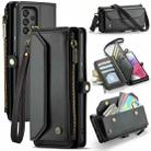 For Samsung Galaxy A53 5G CaseMe C36 Card Slots Zipper Wallet RFID Anti-theft Leather Phone Case(Black) - 1