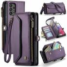 For Samsung Galaxy A53 5G CaseMe C36 Card Slots Zipper Wallet RFID Anti-theft Leather Phone Case(Purple) - 1