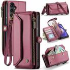 For Samsung Galaxy A54 5G CaseMe C36 Card Slots Zipper Wallet RFID Anti-theft Leather Phone Case(Wine Red) - 1