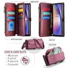 For Samsung Galaxy A54 5G CaseMe C36 Card Slots Zipper Wallet RFID Anti-theft Leather Phone Case(Wine Red) - 3