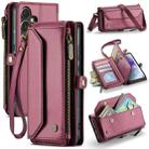 For Samsung Galaxy A55 5G CaseMe C36 Card Slots Zipper Wallet RFID Anti-theft Leather Phone Case(Wine Red) - 1