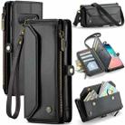 For Samsung Galaxy S10+ CaseMe C36 Card Slots Zipper Wallet RFID Anti-theft Leather Phone Case(Black) - 1