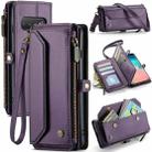 For Samsung Galaxy S10+ CaseMe C36 Card Slots Zipper Wallet RFID Anti-theft Leather Phone Case(Purple) - 1