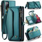 For Samsung Galaxy S20 FE CaseMe C36 Card Slots Zipper Wallet RFID Anti-theft Leather Phone Case(Blue-green) - 1
