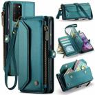 For Samsung Galaxy S20+ CaseMe C36 Card Slots Zipper Wallet RFID Anti-theft Leather Phone Case(Blue-green) - 1