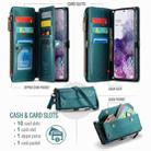 For Samsung Galaxy S20+ CaseMe C36 Card Slots Zipper Wallet RFID Anti-theft Leather Phone Case(Blue-green) - 3