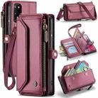 For Samsung Galaxy S20 CaseMe C36 Card Slots Zipper Wallet RFID Anti-theft Leather Phone Case(Wine Red) - 1
