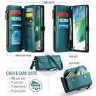 For Samsung Galaxy S21 FE 5G CaseMe C36 Card Slots Zipper Wallet RFID Anti-theft Leather Phone Case(Blue-green) - 3