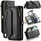 For Samsung Galaxy S21+ 5G CaseMe C36 Card Slots Zipper Wallet RFID Anti-theft Leather Phone Case(Black) - 1