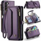 For Samsung Galaxy S21+ 5G CaseMe C36 Card Slots Zipper Wallet RFID Anti-theft Leather Phone Case(Purple) - 1