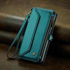 For Samsung Galaxy S21+ 5G CaseMe C36 Card Slots Zipper Wallet RFID Anti-theft Leather Phone Case(Blue-green) - 2