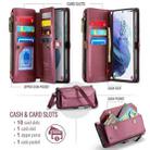 For Samsung Galaxy S21+ 5G CaseMe C36 Card Slots Zipper Wallet RFID Anti-theft Leather Phone Case(Wine Red) - 3
