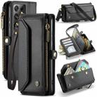 For Samsung Galaxy S21 Ultra 5G CaseMe C36 Card Slots Zipper Wallet RFID Anti-theft Leather Phone Case(Black) - 1