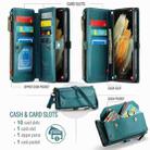 For Samsung Galaxy S21 Ultra 5G CaseMe C36 Card Slots Zipper Wallet RFID Anti-theft Leather Phone Case(Blue-green) - 3