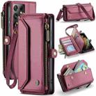 For Samsung Galaxy S21 Ultra 5G CaseMe C36 Card Slots Zipper Wallet RFID Anti-theft Leather Phone Case(Wine Red) - 1