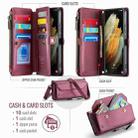 For Samsung Galaxy S21 Ultra 5G CaseMe C36 Card Slots Zipper Wallet RFID Anti-theft Leather Phone Case(Wine Red) - 3