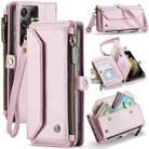 For Samsung Galaxy S21 Ultra 5G CaseMe C36 Card Slots Zipper Wallet RFID Anti-theft Leather Phone Case(Pink) - 1