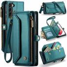 For Samsung Galaxy S21 5G CaseMe C36 Card Slots Zipper Wallet RFID Anti-theft Leather Phone Case(Blue-green) - 1