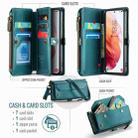 For Samsung Galaxy S21 5G CaseMe C36 Card Slots Zipper Wallet RFID Anti-theft Leather Phone Case(Blue-green) - 3