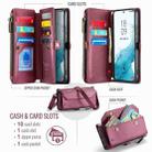 For Samsung Galaxy S22+ 5G CaseMe C36 Card Slots Zipper Wallet RFID Anti-theft Leather Phone Case(Wine Red) - 3