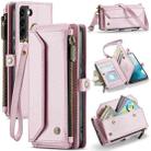 For Samsung Galaxy S22+ 5G CaseMe C36 Card Slots Zipper Wallet RFID Anti-theft Leather Phone Case(Pink) - 1